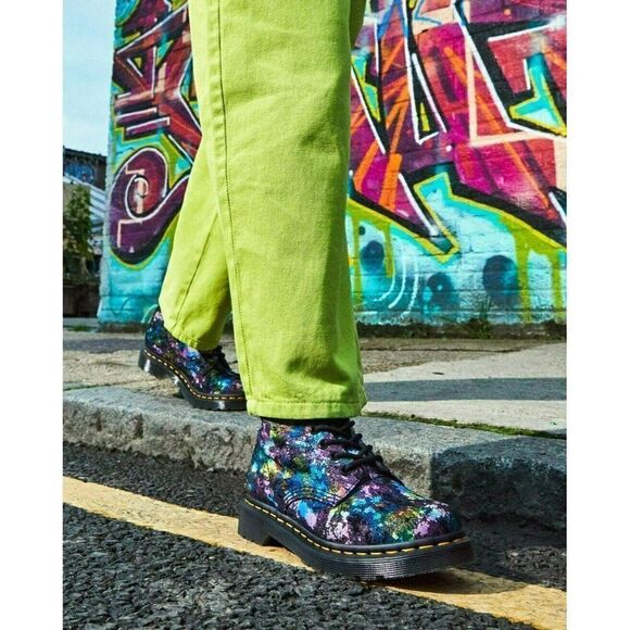 DR. MARTENS WOMEN'S 1460 PASCAL CONFETTI SUEDE LACE UP BOOTS US SZ.5 NIB RAINBOW - Picture 3 of 9